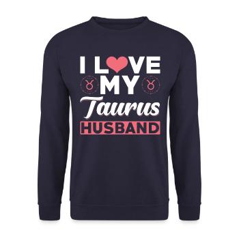 Ich Liebe meinen Stier Ehemann - Unisex Pullover - Navy - Vorne - Alina (178cm) & Michal (187cm)