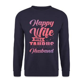 Stier Glückliche Frau mit Wasserman Ehemann - Unisex Pullover - Navy - Vorne - Alina (178cm) & Michal (187cm)