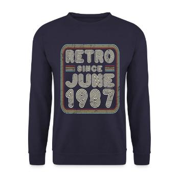 Geburtstag Juni 1987 Retro Geschenk - Unisex Pullover - Navy - Vorne - Alina (178cm) & Michal (187cm)