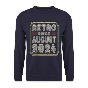 Birthday August 2024 Retro Gift - Unisex Sweatshirt - navy - Front - Alina (178cm) & Michal (187cm)