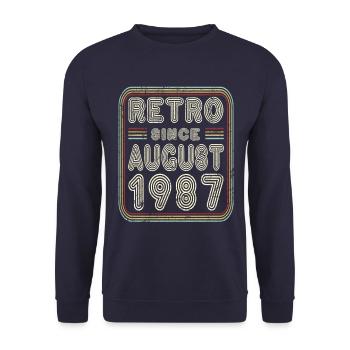 Geburtstag August 1987 Retro Geschenk - Unisex Pullover - Navy - Vorne - Alina (178cm) & Michal (187cm)