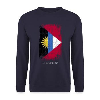 Souvenir with the country flag of Antigua And - Unisex Sweatshirt - navy - Front - Alina (178cm) & Michal (187cm)