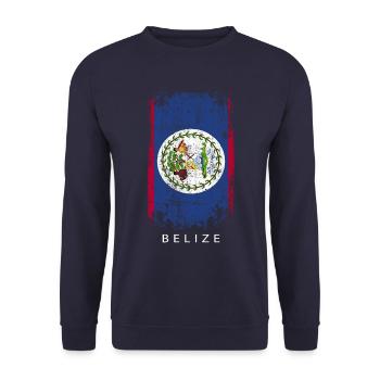 Souvenir with the country flag of Belize - Unisex Sweatshirt - navy - Front - Alina (178cm) & Michal (187cm)