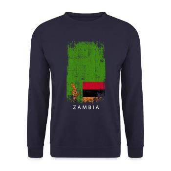 Souvenir with the country flag of Zambia - Unisex Sweatshirt - navy - Front - Alina (178cm) & Michal (187cm)