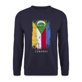 Souvenir with the country flag of Comoros - Unisex Sweatshirt - navy - Front - Alina (178cm) & Michal (187cm)