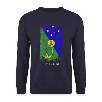 Souvenir with the country flag of Christmas Island - Unisex Sweatshirt - navy - Front - Alina (178cm) & Michal (187cm)