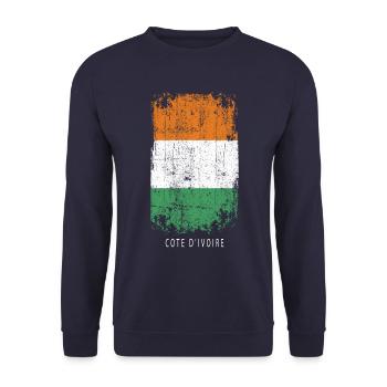 Souvenir avec le drapeau de la Côte d’Ivoire - Sweat-shirt Unisexe - marine - Devant - Alina (178cm) & Michal (187cm)