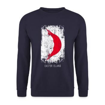 Souvenir with the country flag of Easter Island - Unisex Sweatshirt - navy - Front - Alina (178cm) & Michal (187cm)