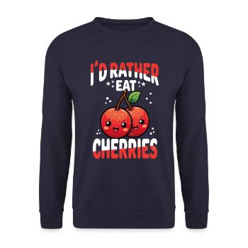 Cherries Kawaii - Unisex Sweatshirt - navy - Front - Alina (178cm) & Michal (187cm)