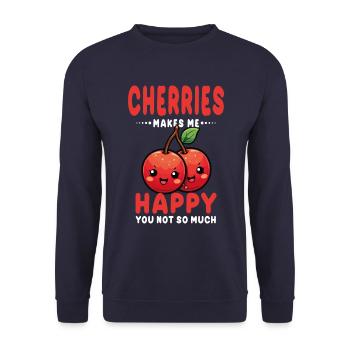 Cherries Kawaii - Unisex Sweatshirt - navy - Front - Alina (178cm) & Michal (187cm)