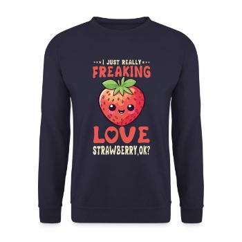 Fraise Kawaii - Sweat-shirt Unisexe - marine - Devant - Alina (178cm) & Michal (187cm)