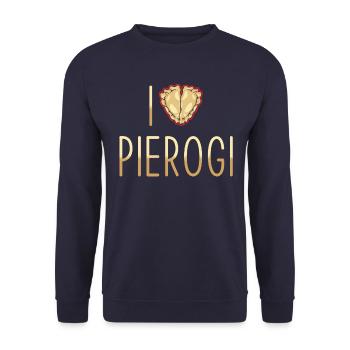 Pierogi dumplings I love pierogi - Unisex Sweatshirt - navy - Front - Alina (178cm) & Michal (187cm)