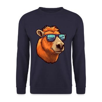 Capybara Sonnenbrille Cooles Capybara - Unisex Pullover - Navy - Vorne - Alina (178cm) & Michal (187cm)