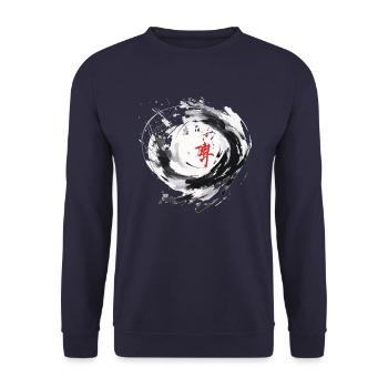 Chinese Calligraphy Circle - Unisex Sweatshirt - navy - Front - Alina (178cm) & Michal (187cm)