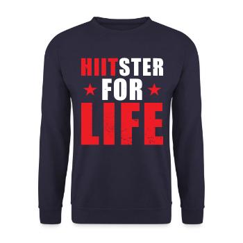 Hiit Workout Training Motivation HIIT Hard Train - Unisex Pullover - Navy - Vorne - Alina (178cm) & Michal (187cm)