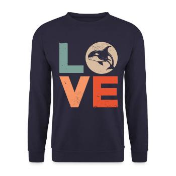 Baleine Épaulard Orque Amour - Sweat-shirt Unisexe - marine - Devant - Alina (178cm) & Michal (187cm)