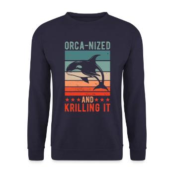 Orca-nisé et krilling - Sweat-shirt Unisexe - marine - Devant - Alina (178cm) & Michal (187cm)