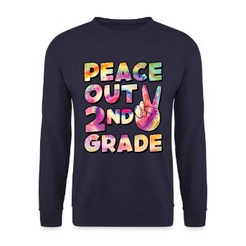Peace Out 1. Klasse Letzter Schultag - Unisex Pullover - Navy - Vorne - Alina (178cm) & Michal (187cm)