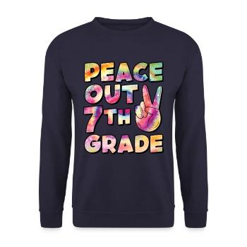 Peace Out 1. Klasse Letzter Schultag - Unisex Pullover - Navy - Vorne - Alina (178cm) & Michal (187cm)
