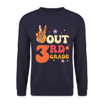 Peace Out 1. Klasse Letzter Schultag - Unisex Pullover - Navy - Vorne - Alina (178cm) & Michal (187cm)