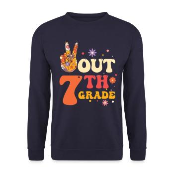 Peace Out 1. Klasse Letzter Schultag - Unisex Pullover - Navy - Vorne - Alina (178cm) & Michal (187cm)