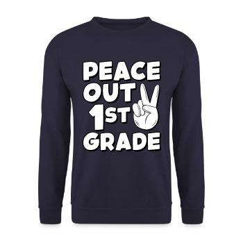 Peace Out 1. Klasse Letzter Schultag - Unisex Pullover - Navy - Vorne - Alina (178cm) & Michal (187cm)