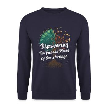 Genealogy Saying - Unisex Sweatshirt - navy - Front - Alina (178cm) & Michal (187cm)