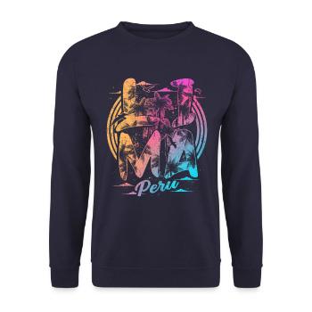 Lima Peru Souvenir Urlaub - Unisex Pullover - Navy - Vorne - Alina (178cm) & Michal (187cm)