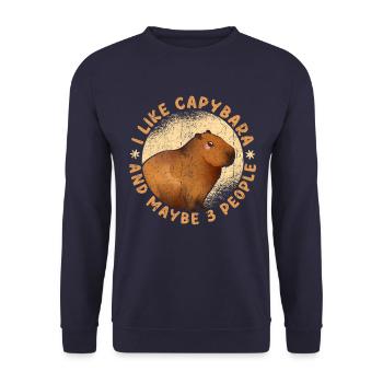 I Like Capybaras And Maybe 3 People - Unisex Pullover - Navy - Vorne - Alina (178cm) & Michal (187cm)