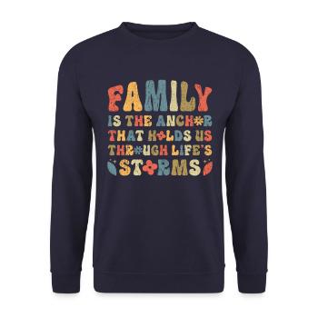 Family Retro Saying Love Inspiration - Unisex Sweatshirt - navy - Front - Alina (178cm) & Michal (187cm)