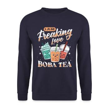 Boba Tea Design Bubbles Bubble Tea Kawaii Boba - Unisex Pullover - Navy - Vorne - Alina (178cm) & Michal (187cm)