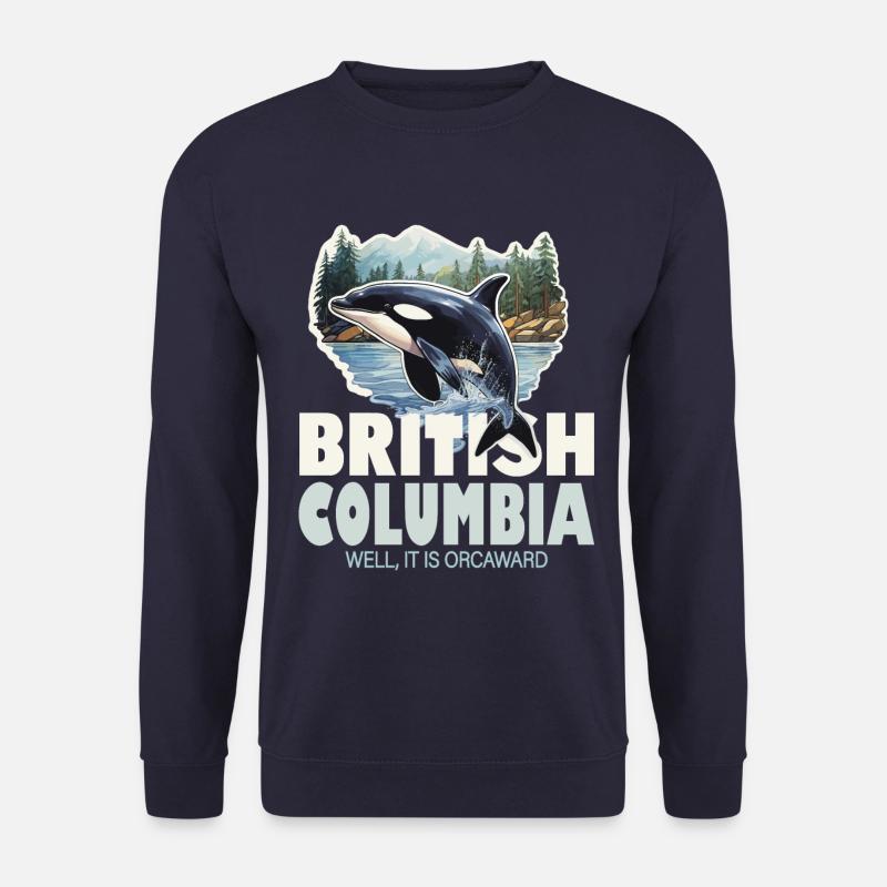 British Columbia Souvenir Orca - Unisex Pullover - Navy