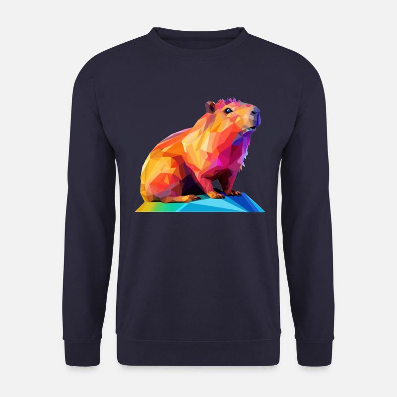 Capybara Low Polygon Design - Unisex Pullover - Navy