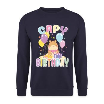 Capy Geburtstag Niedliches Capybara Geburtstag - Unisex Pullover - Navy - Vorne - Alina (178cm) & Michal (187cm)