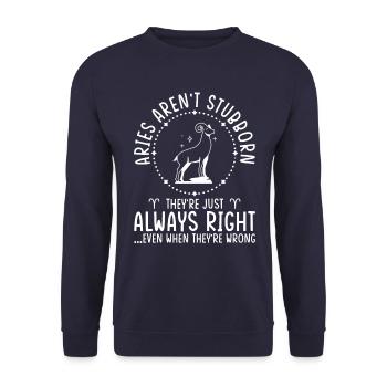 Widder Sternzeichen Astrologie Horoskop Widder - Unisex Pullover - Navy - Vorne - Alina (178cm) & Michal (187cm)