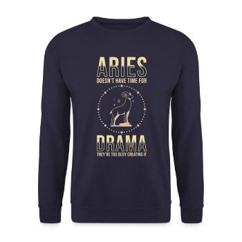 Widder Sternzeichen Astrologie Horoskop Widder - Unisex Pullover - Navy - Vorne - Alina (178cm) & Michal (187cm)
