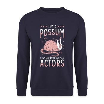 Opossum Saying - Unisex Sweatshirt - navy - Front - Alina (178cm) & Michal (187cm)