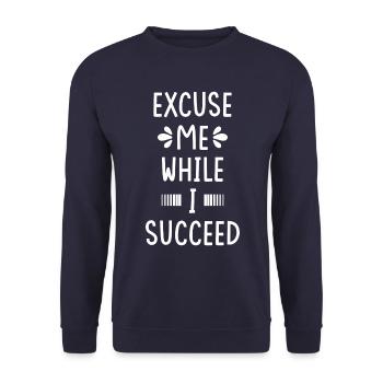 Erfolg Motivation Spruch - Unisex Pullover - Navy - Vorne - Alina (178cm) & Michal (187cm)