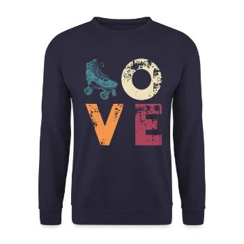 Retro Rollerskate Love - 70s Roller Skating - Unisex Sweatshirt - navy - Front - Alina (178cm) & Michal (187cm)