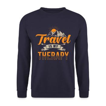 Travel Travel est ma thérapie - Sweat-shirt Unisexe - marine - Devant - Alina (178cm) & Michal (187cm)