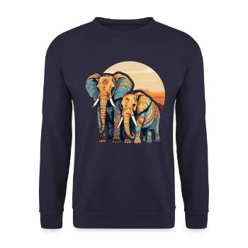 Maman éléphant et enfant - Sweat-shirt Unisexe - marine - Devant - Alina (178cm) & Michal (187cm)