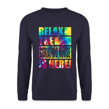 Geriatric Nurse Funny Saying - Unisex Sweatshirt - navy - Front - Alina (178cm) & Michal (187cm)