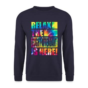 Flight Attendant Lustiger Spruch - Unisex Pullover - Navy - Vorne - Alina (178cm) & Michal (187cm)