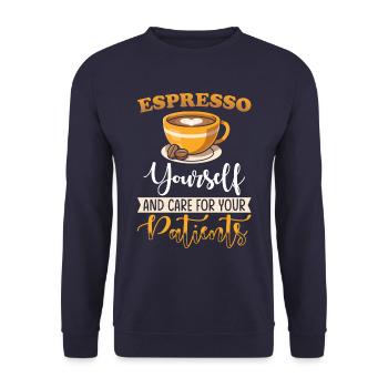 Nurse Coffee Espresso Nursing - Unisex Sweatshirt - navy - Front - Alina (178cm) & Michal (187cm)