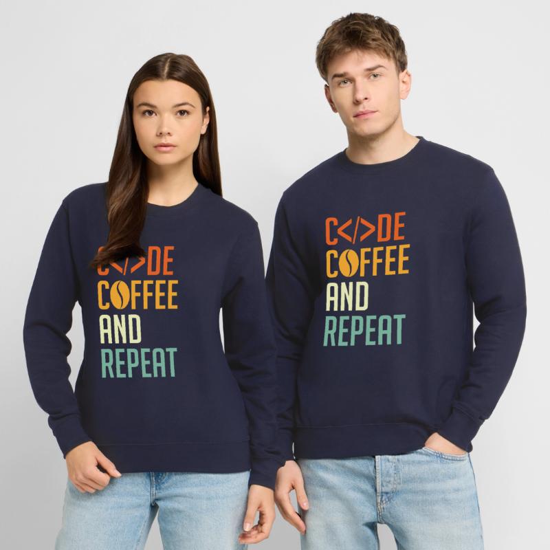 Codeur Spruch Code Café et Répéter Sweat-shirt Unisexe