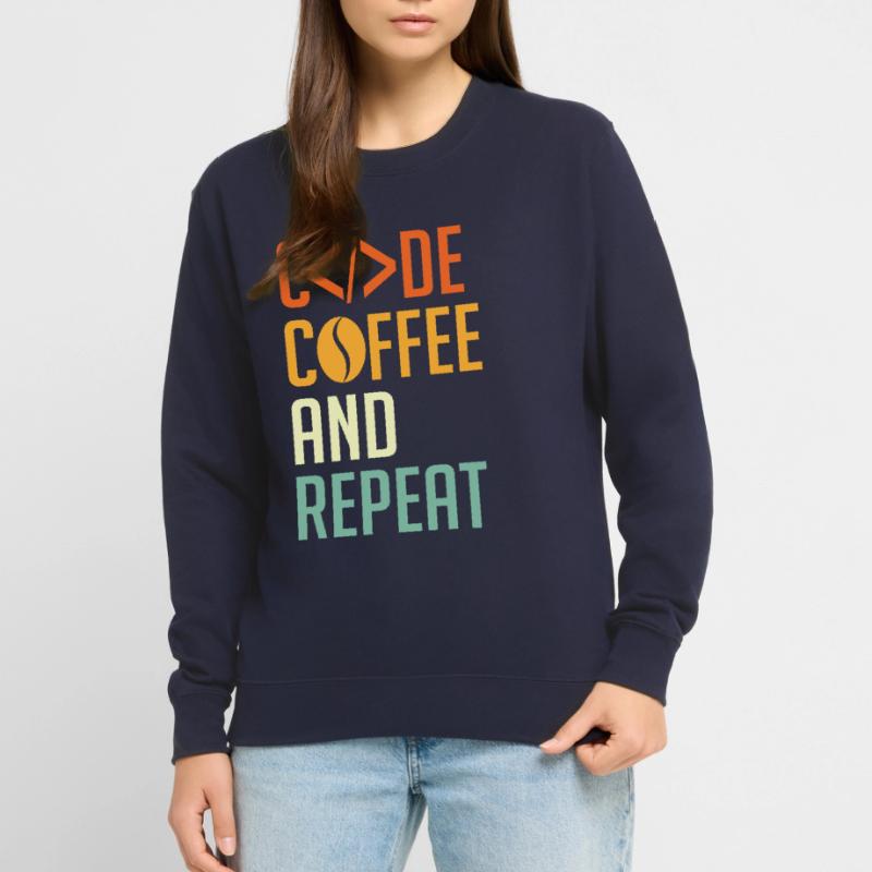 Codeur Spruch Code Café et Répéter Sweat-shirt Unisexe