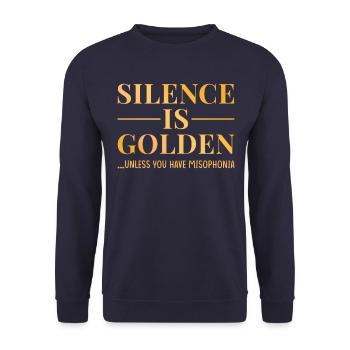 Misphonia Stille Ist Gold - Unisex Pullover - Navy - Vorne - Alina (178cm) & Michal (187cm)