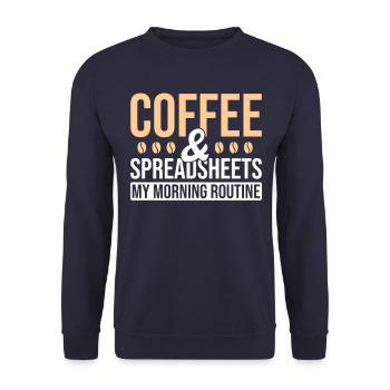 Buchhalter-tabellenkaffee - Unisex Pullover - Navy - Vorne - Alina (178cm) & Michal (187cm)