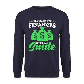Gift for Finance Managers - Unisex Sweatshirt - navy - Front - Alina (178cm) & Michal (187cm)