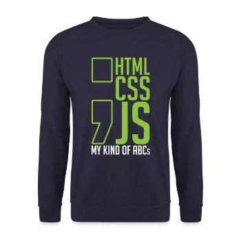 web developer gift html css js my kind of - Unisex Sweatshirt - navy - Front - Alina (178cm) & Michal (187cm)